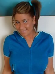 Busty teen Megan needs to cool down by stripping after working out^Busty Megan Big Tits girl sex girls big tits boobs busty babe babes